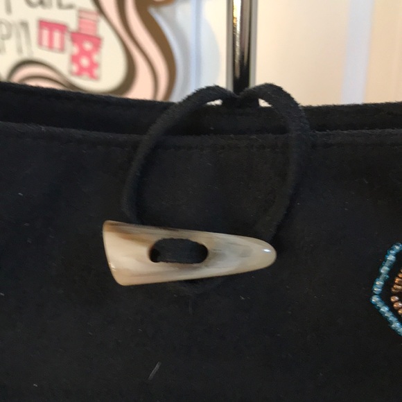 Faux Suede and Fur Black Satchel - Picture 3 of 9